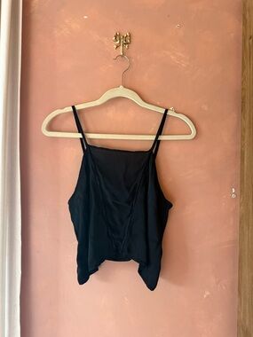 Indah Black Spaghetti Strap Silk Camisole